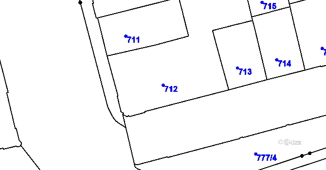 Parcela st. 712 v KÚ Ponava, Katastrální mapa
