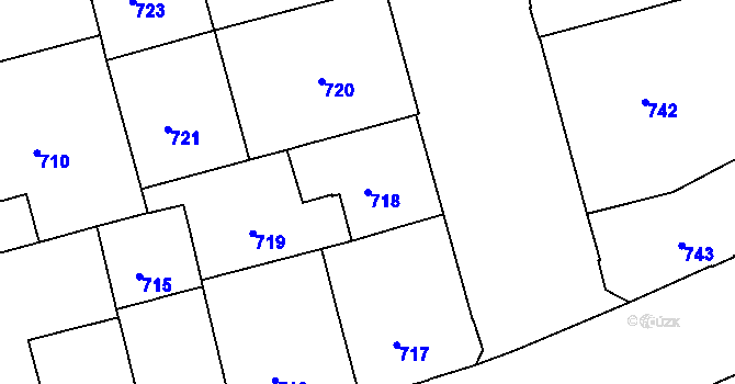 Parcela st. 718 v KÚ Ponava, Katastrální mapa