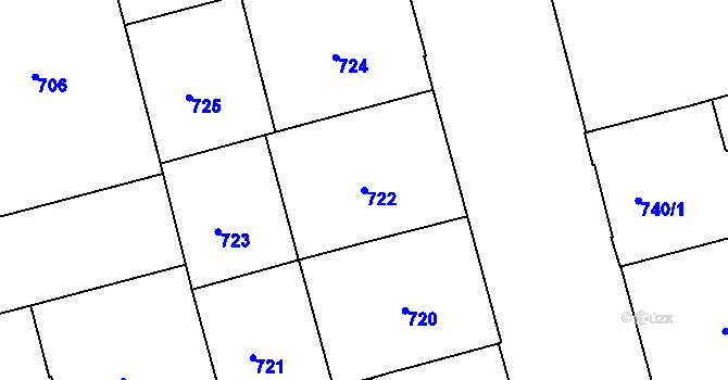 Parcela st. 722 v KÚ Ponava, Katastrální mapa