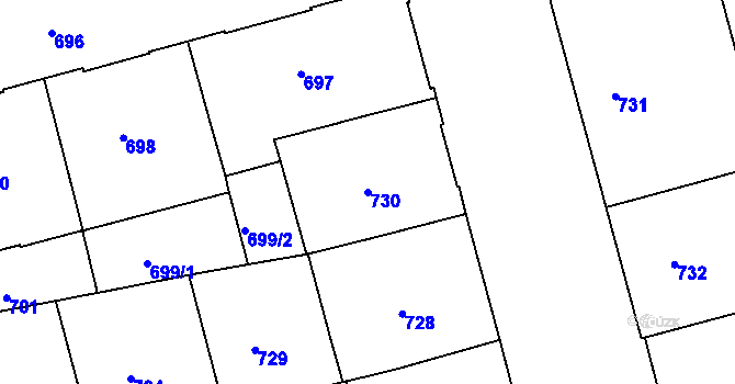 Parcela st. 730 v KÚ Ponava, Katastrální mapa