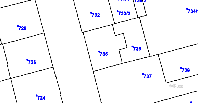 Parcela st. 735 v KÚ Ponava, Katastrální mapa