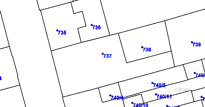 Parcela st. 737 v KÚ Ponava, Katastrální mapa