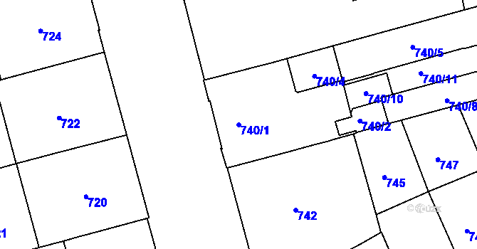 Parcela st. 740/1 v KÚ Ponava, Katastrální mapa