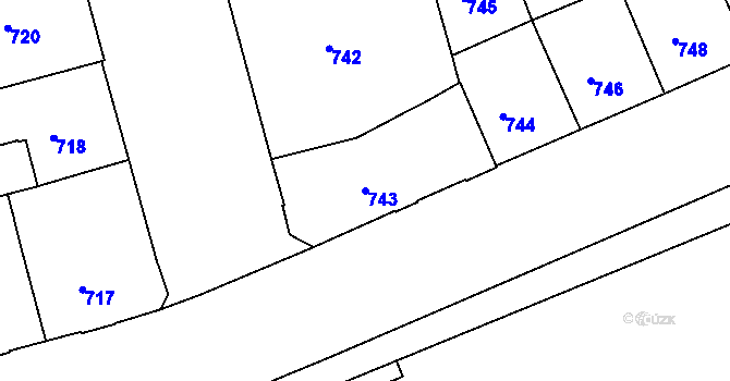 Parcela st. 743 v KÚ Ponava, Katastrální mapa
