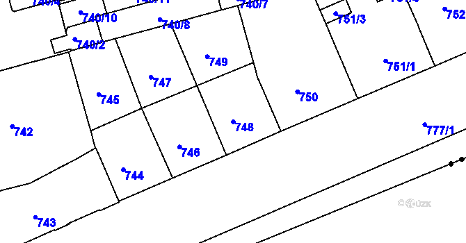 Parcela st. 748 v KÚ Ponava, Katastrální mapa