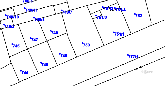 Parcela st. 750 v KÚ Ponava, Katastrální mapa