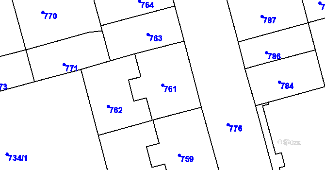 Parcela st. 761 v KÚ Ponava, Katastrální mapa