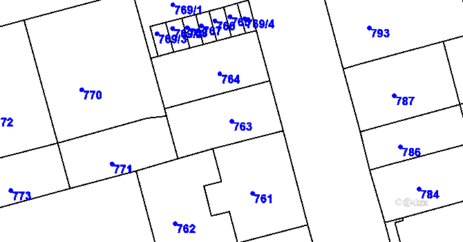 Parcela st. 763 v KÚ Ponava, Katastrální mapa