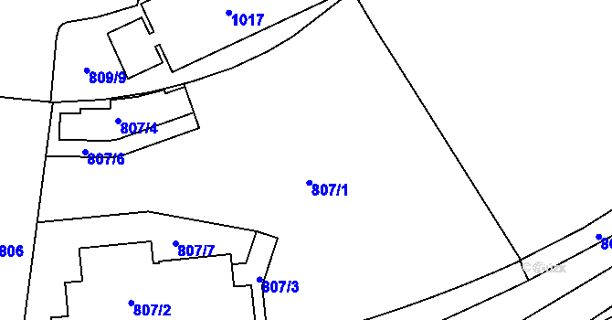 Parcela st. 807/1 v KÚ Ponava, Katastrální mapa