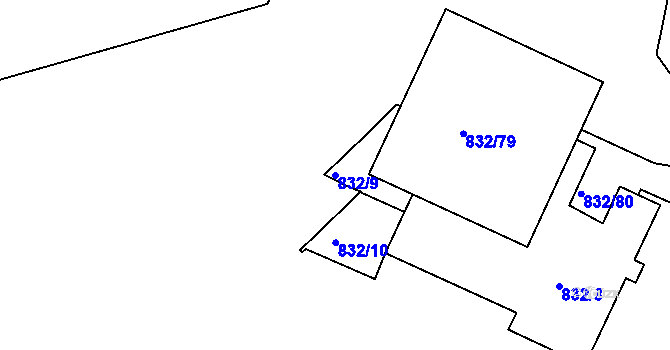 Parcela st. 832/9 v KÚ Ponava, Katastrální mapa
