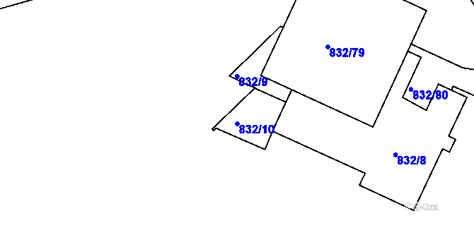Parcela st. 832/10 v KÚ Ponava, Katastrální mapa