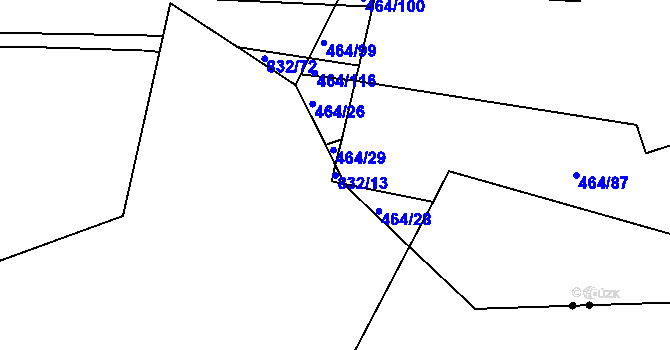 Parcela st. 832/13 v KÚ Ponava, Katastrální mapa