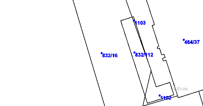 Parcela st. 832/16 v KÚ Ponava, Katastrální mapa