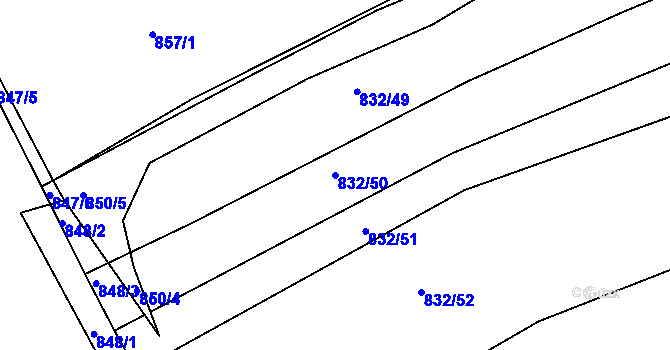 Parcela st. 832/50 v KÚ Ponava, Katastrální mapa