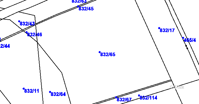 Parcela st. 832/65 v KÚ Ponava, Katastrální mapa