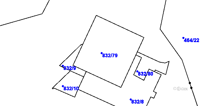 Parcela st. 832/79 v KÚ Ponava, Katastrální mapa