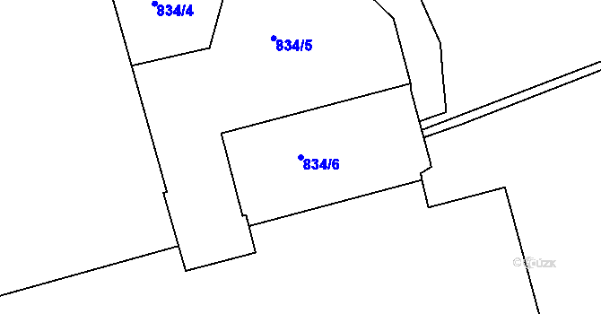 Parcela st. 834/6 v KÚ Ponava, Katastrální mapa
