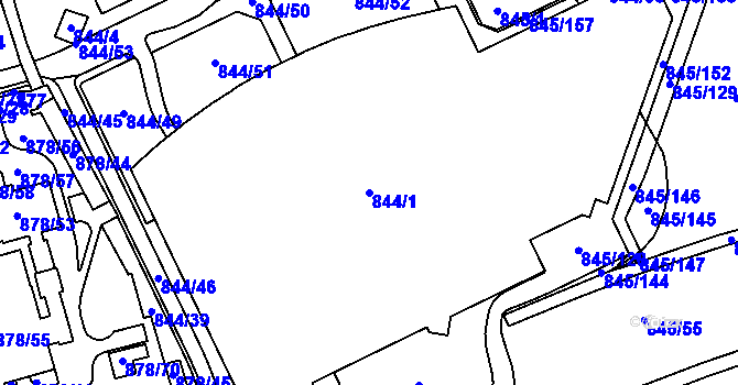 Parcela st. 844/1 v KÚ Ponava, Katastrální mapa