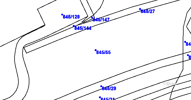 Parcela st. 845/55 v KÚ Ponava, Katastrální mapa