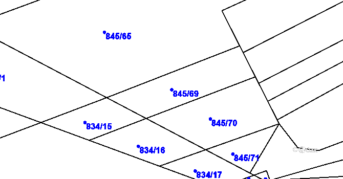 Parcela st. 845/69 v KÚ Ponava, Katastrální mapa
