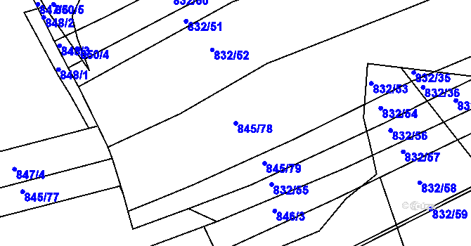 Parcela st. 845/78 v KÚ Ponava, Katastrální mapa
