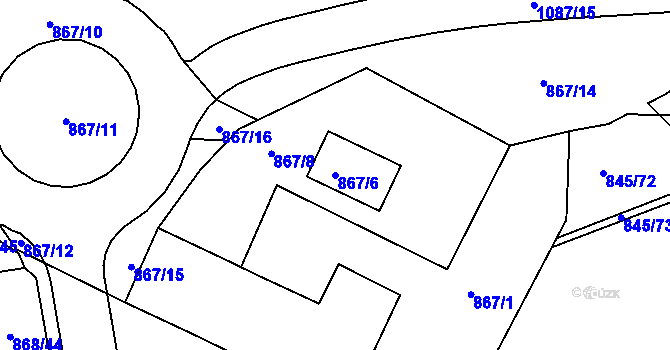 Parcela st. 867/6 v KÚ Ponava, Katastrální mapa