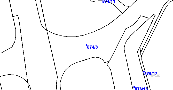 Parcela st. 874/3 v KÚ Ponava, Katastrální mapa