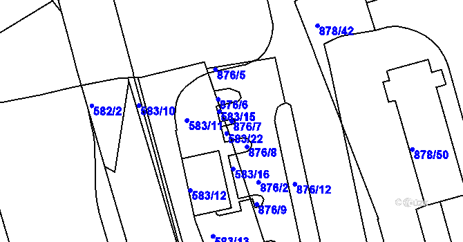 Parcela st. 876/7 v KÚ Ponava, Katastrální mapa