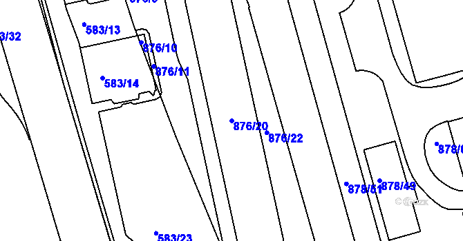 Parcela st. 876/20 v KÚ Ponava, Katastrální mapa