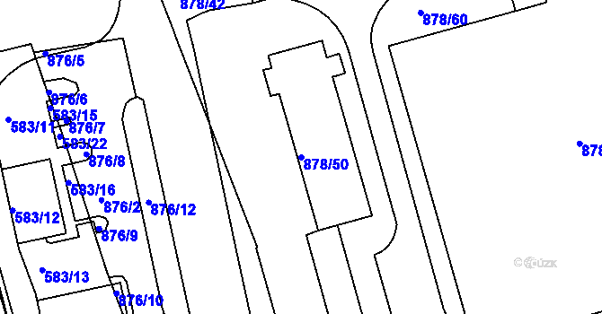 Parcela st. 878/50 v KÚ Ponava, Katastrální mapa