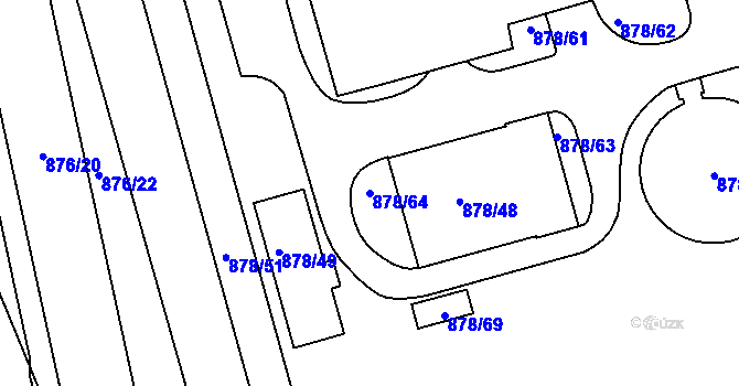 Parcela st. 878/64 v KÚ Ponava, Katastrální mapa