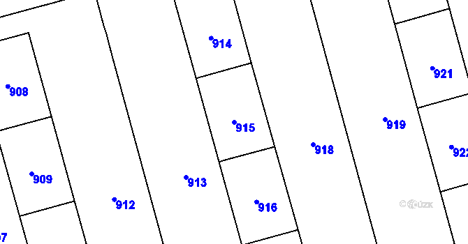 Parcela st. 915 v KÚ Ponava, Katastrální mapa