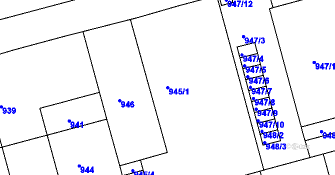 Parcela st. 945/1 v KÚ Ponava, Katastrální mapa