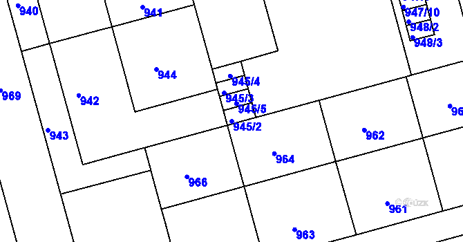 Parcela st. 945/2 v KÚ Ponava, Katastrální mapa