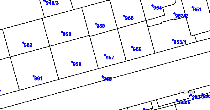 Parcela st. 957 v KÚ Ponava, Katastrální mapa