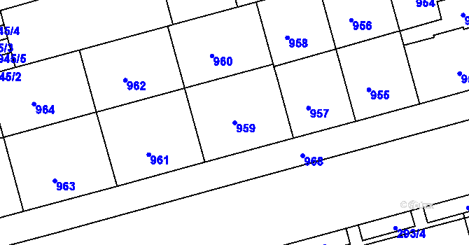 Parcela st. 959 v KÚ Ponava, Katastrální mapa
