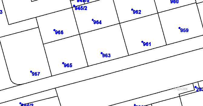 Parcela st. 963 v KÚ Ponava, Katastrální mapa