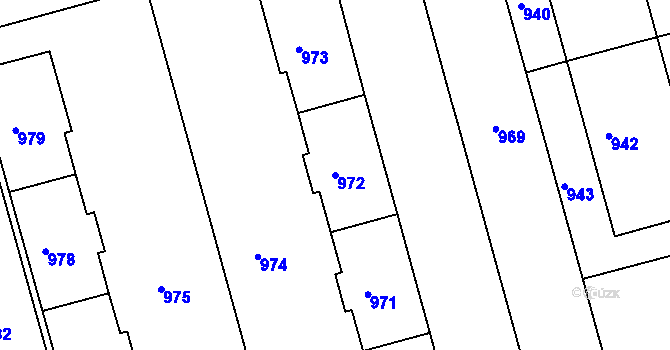 Parcela st. 972 v KÚ Ponava, Katastrální mapa