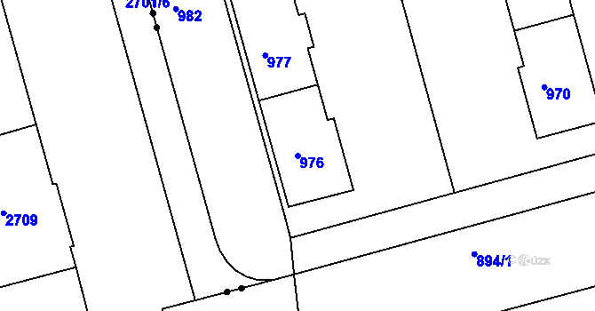 Parcela st. 976 v KÚ Ponava, Katastrální mapa
