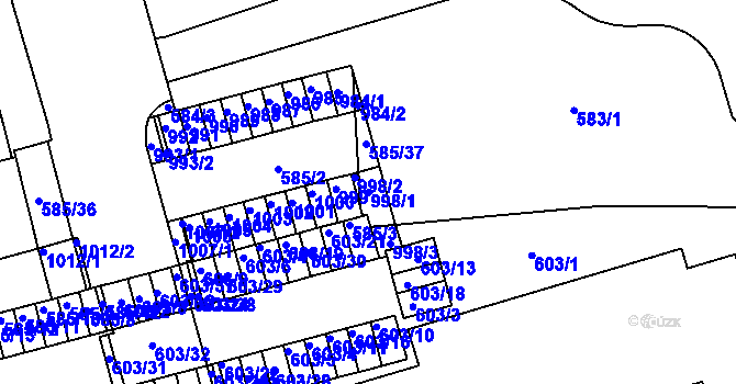 Parcela st. 998/1 v KÚ Ponava, Katastrální mapa