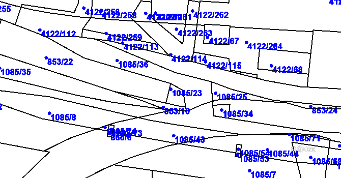 Parcela st. 1085/23 v KÚ Ponava, Katastrální mapa