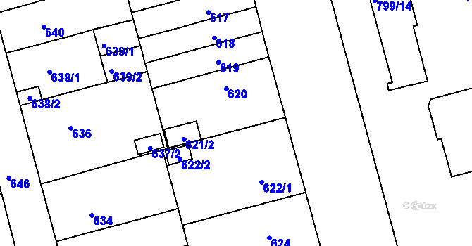 Parcela st. 621/1 v KÚ Ponava, Katastrální mapa