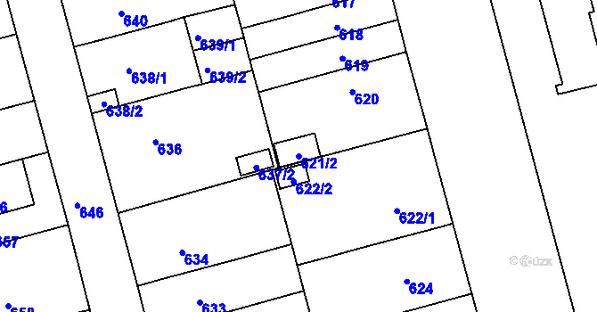 Parcela st. 621/2 v KÚ Ponava, Katastrální mapa