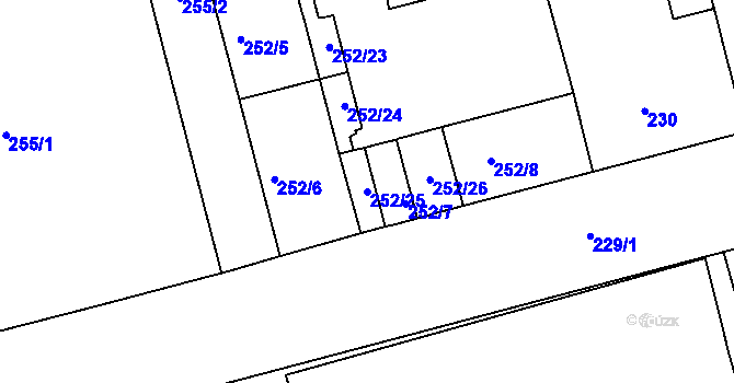 Parcela st. 252/25 v KÚ Ponava, Katastrální mapa