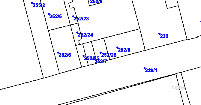 Parcela st. 252/26 v KÚ Ponava, Katastrální mapa