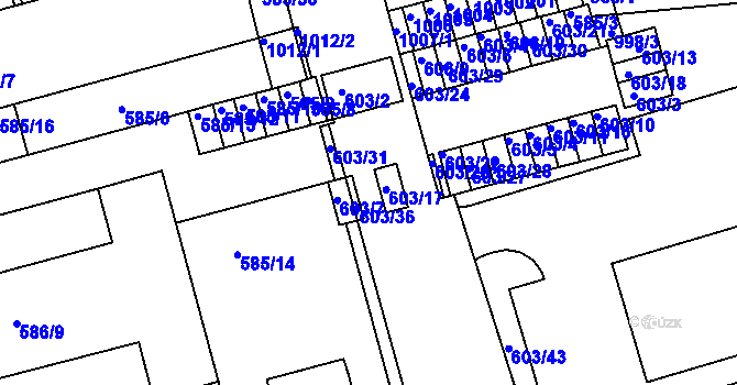 Parcela st. 603/23 v KÚ Ponava, Katastrální mapa