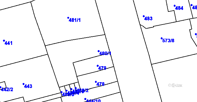 Parcela st. 480/1 v KÚ Ponava, Katastrální mapa