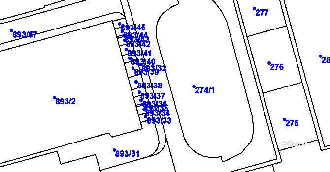 Parcela st. 274/6 v KÚ Ponava, Katastrální mapa