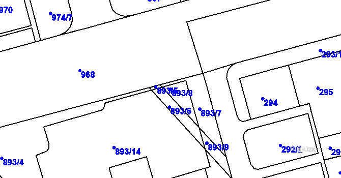 Parcela st. 893/8 v KÚ Ponava, Katastrální mapa