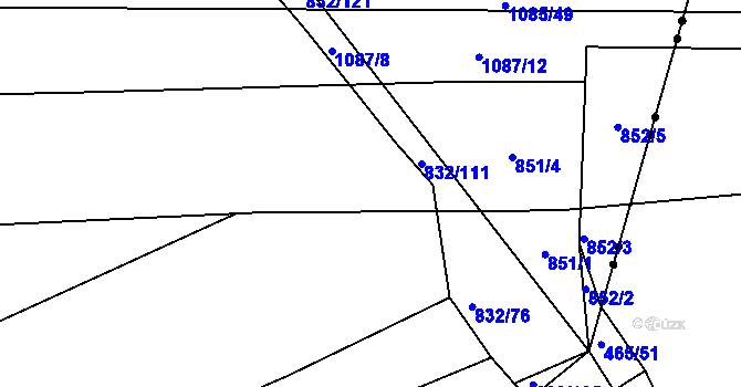 Parcela st. 845/121 v KÚ Ponava, Katastrální mapa